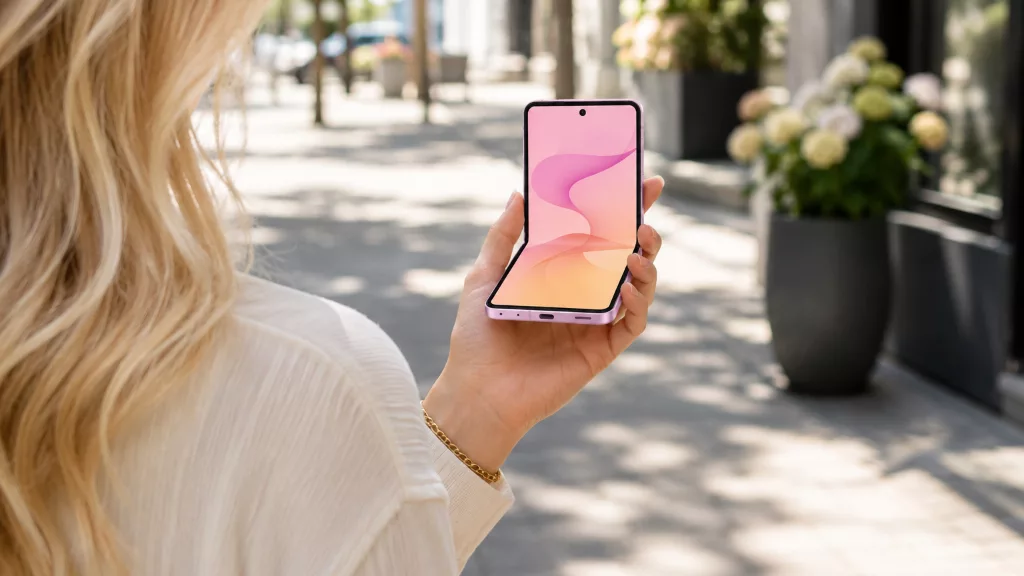 Frau mit Samsung Galaxy Z Flip 8
