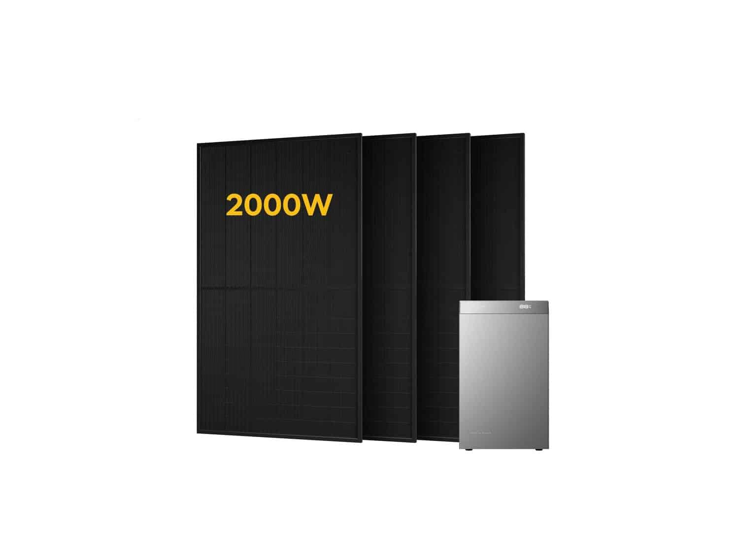 Speicher EcoFlow Stream 5000 und vier bifaziale 500-Watt-Solarmodule