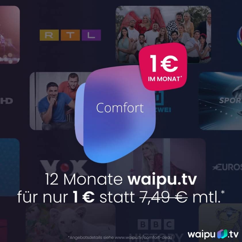Waipu.tv Comfort für 1 Euro