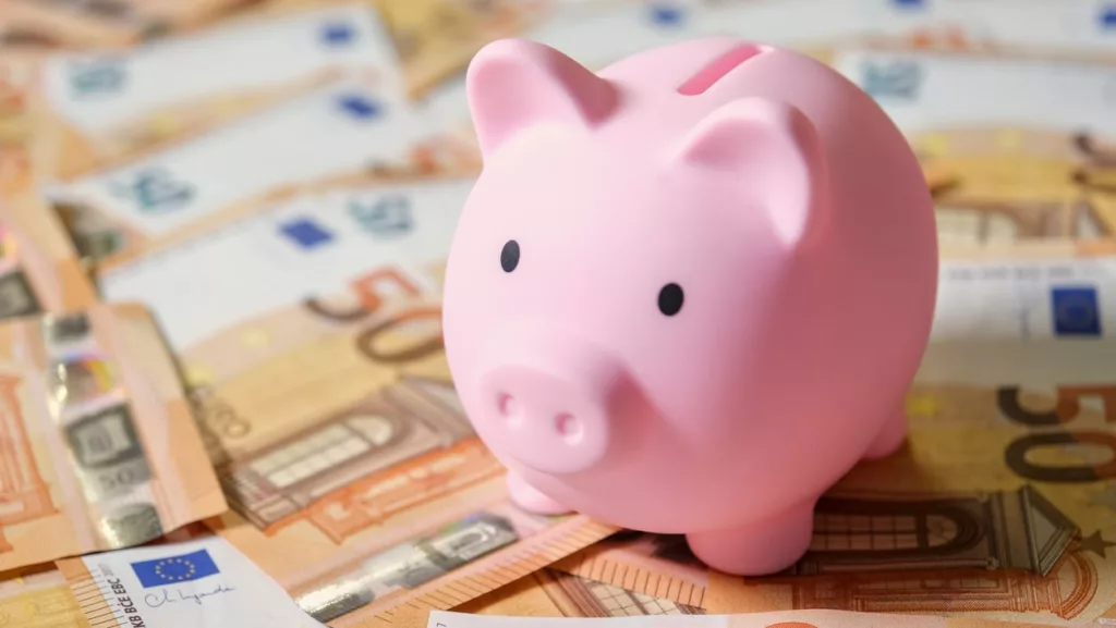 Sparschwein auf 50 Euro Scheinen.