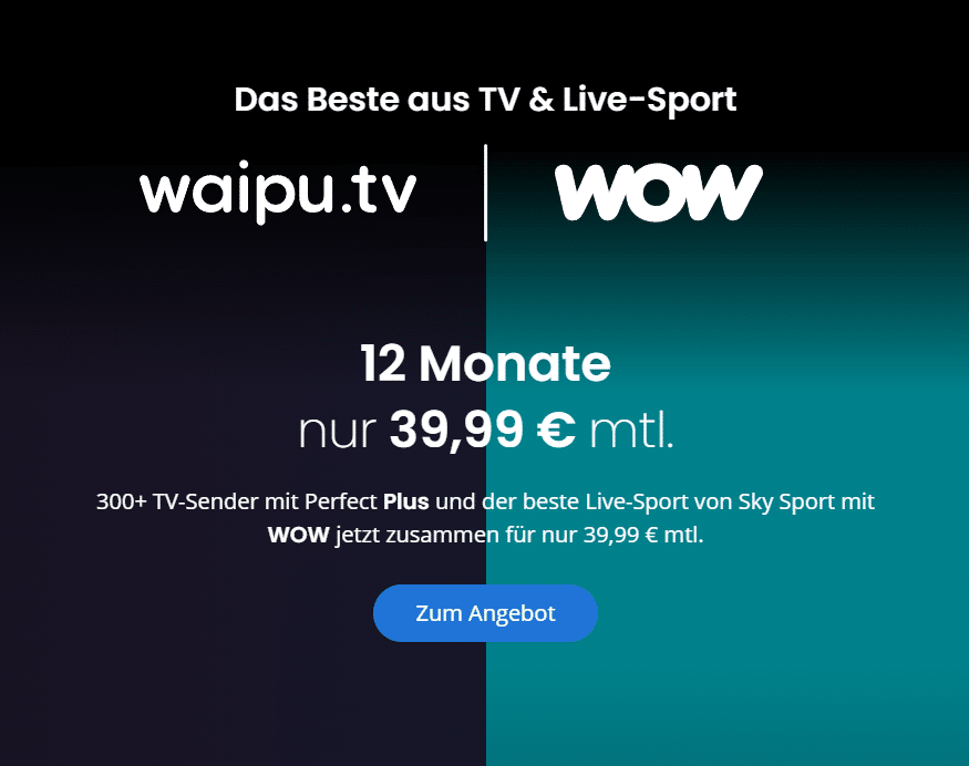 Waipu.tv Perfect Plus mit WOW Live-Sport