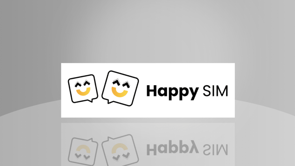 Happy Sim Logo auf grauem Hintergrund